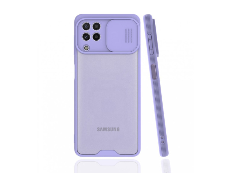 Newface Samsung Galaxy A22 Kılıf Platin Kamera Koruma Silikon - Lila