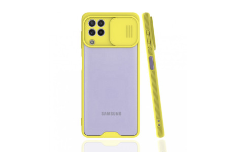 Newface Samsung Galaxy A22 Kılıf Platin Kamera Koruma Silikon - Sarı