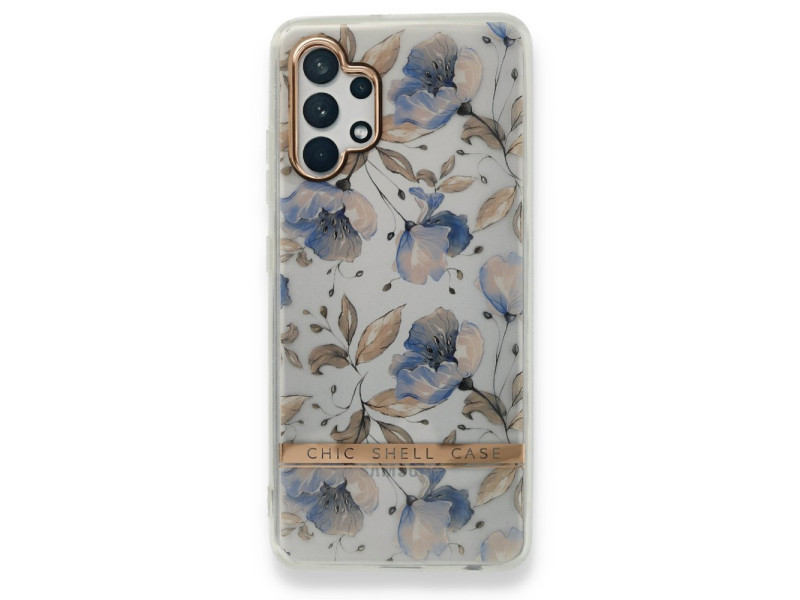Newface Samsung Galaxy A32 Kılıf Çiçekli Silikon - Lila