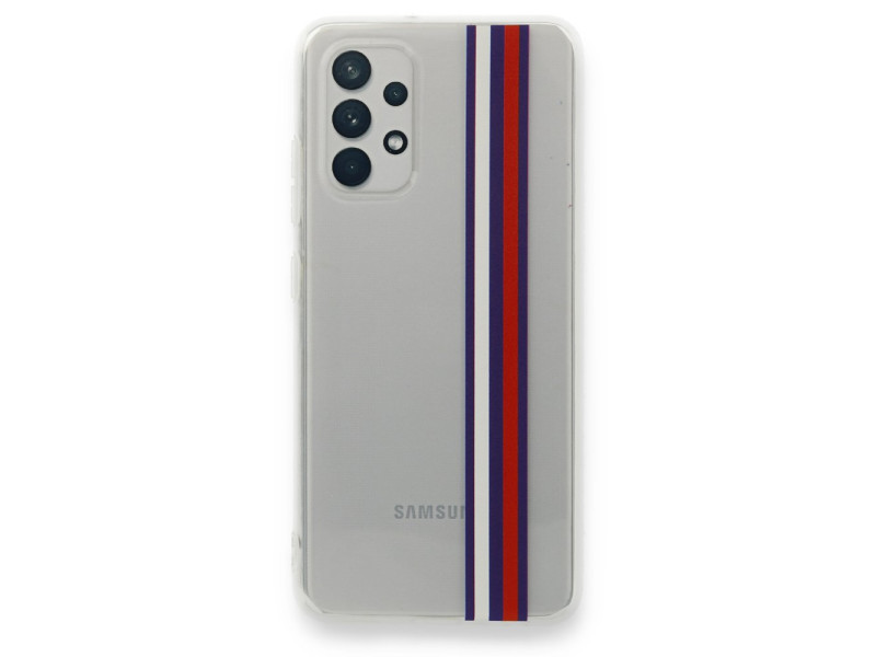 Newface Samsung Galaxy A32 Kılıf Prime Silikon - Beyaz-Kırmızı