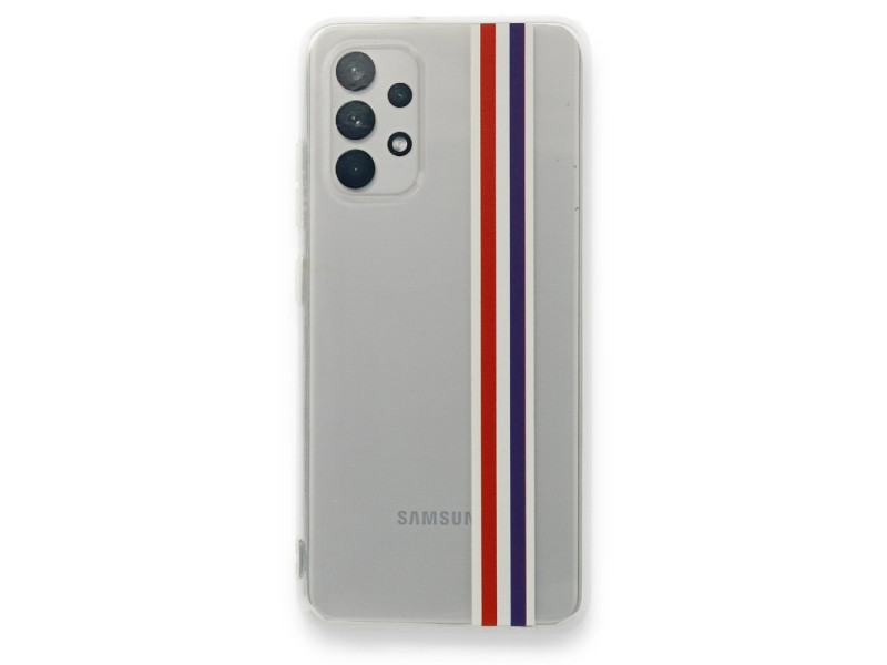 Newface Samsung Galaxy A32 Kılıf Prime Silikon - Kırmızı-Lacivert
