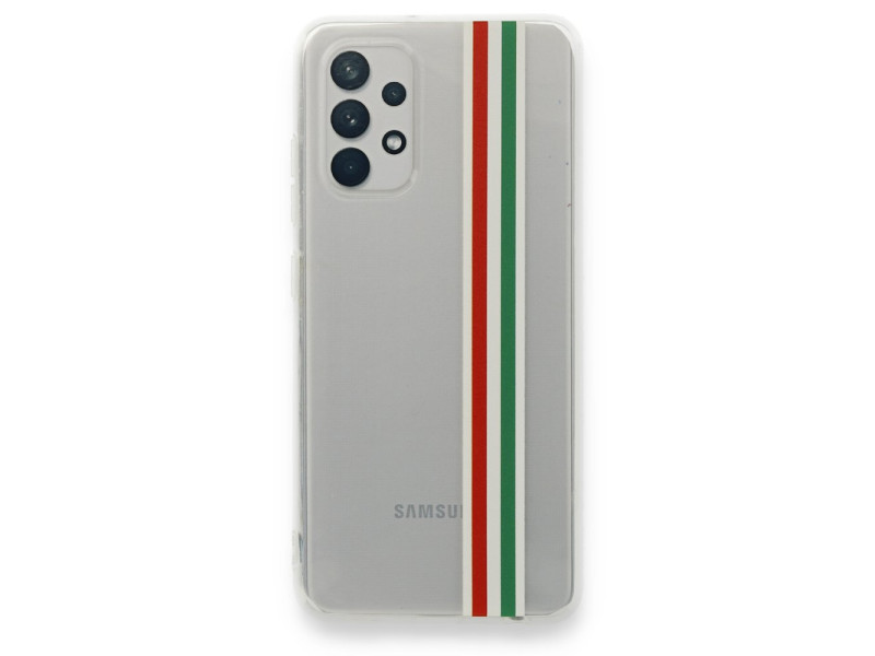 Newface Samsung Galaxy A32 Kılıf Prime Silikon - Kırmızı-Yeşil
