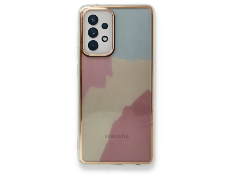 Newface Samsung Galaxy A52 Kılıf Çiçekli Silikon - Buz Mavi