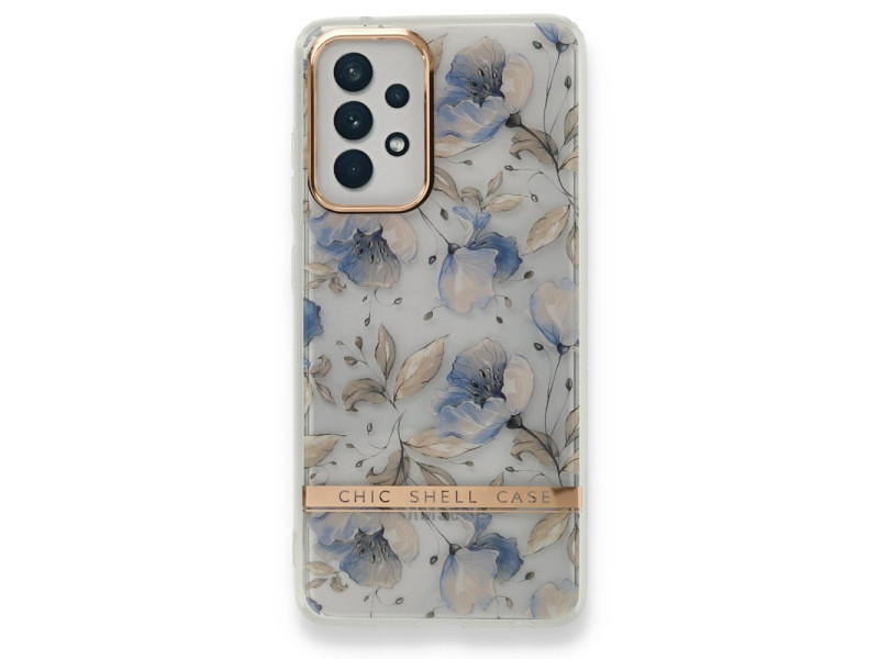 Newface Samsung Galaxy A52 Kılıf Çiçekli Silikon - Lila