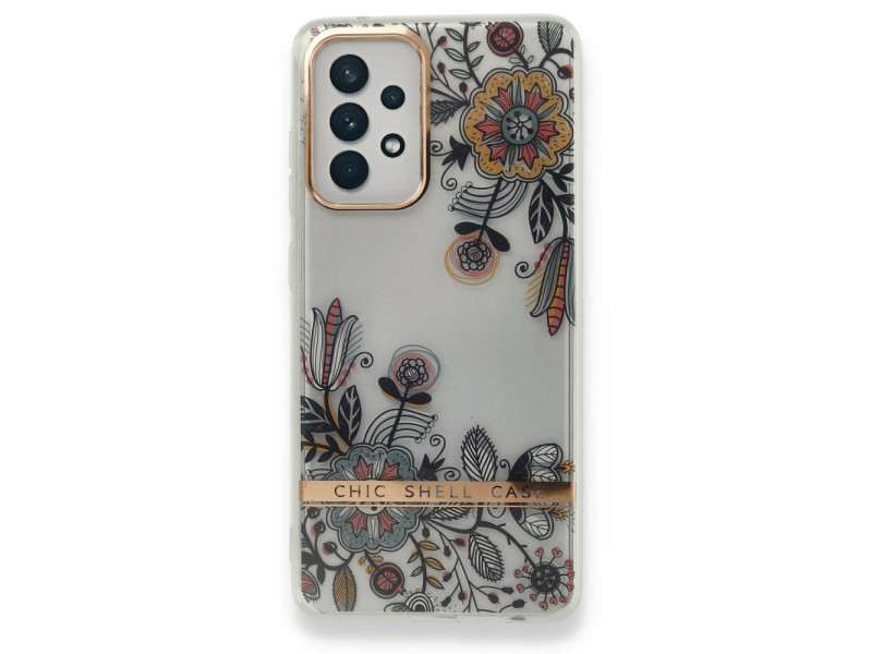Newface Samsung Galaxy A52 Kılıf Çiçekli Silikon - Siyah