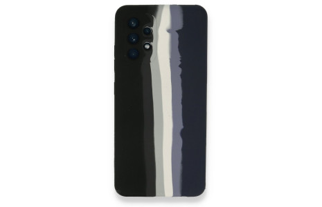 Newface Samsung Galaxy A52 Kılıf Ebruli Lansman Silikon - Siyah-Lacivert