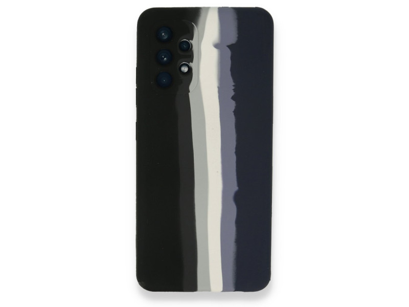 Newface Samsung Galaxy A52 Kılıf Ebruli Lansman Silikon - Siyah-Lacivert