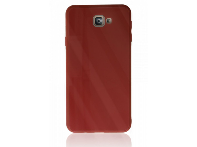 Newface Samsung Galaxy J7 Prime Kılıf Glass Kapak - Bordo