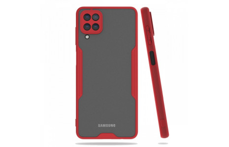 Newface Samsung Galaxy M22 Kılıf Platin Silikon - Kırmızı