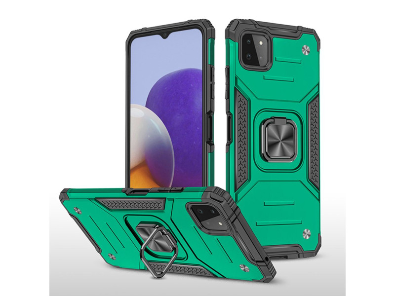 Newface Samsung Galaxy M22 Kılıf Zegna Yüzüklü Silikon Kapak - Koyu Yeşil