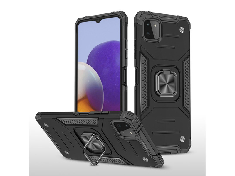Newface Samsung Galaxy M22 Kılıf Zegna Yüzüklü Silikon Kapak - Siyah