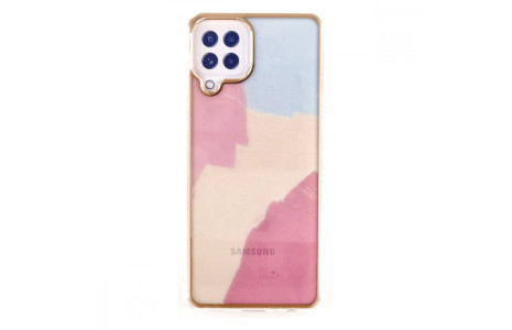Newface Samsung Galaxy M32 Kılıf Çiçekli Silikon - Buz Mavi