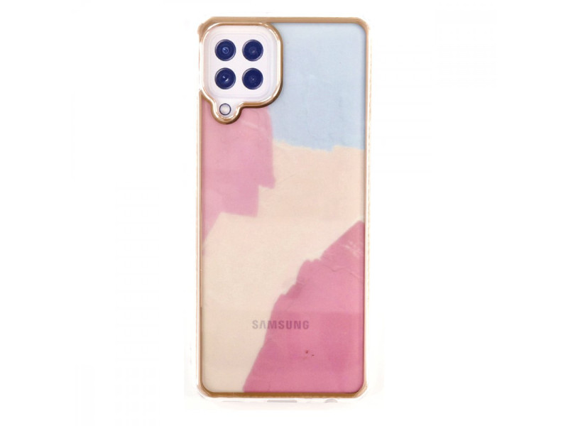 Newface Samsung Galaxy M32 Kılıf Çiçekli Silikon - Buz Mavi
