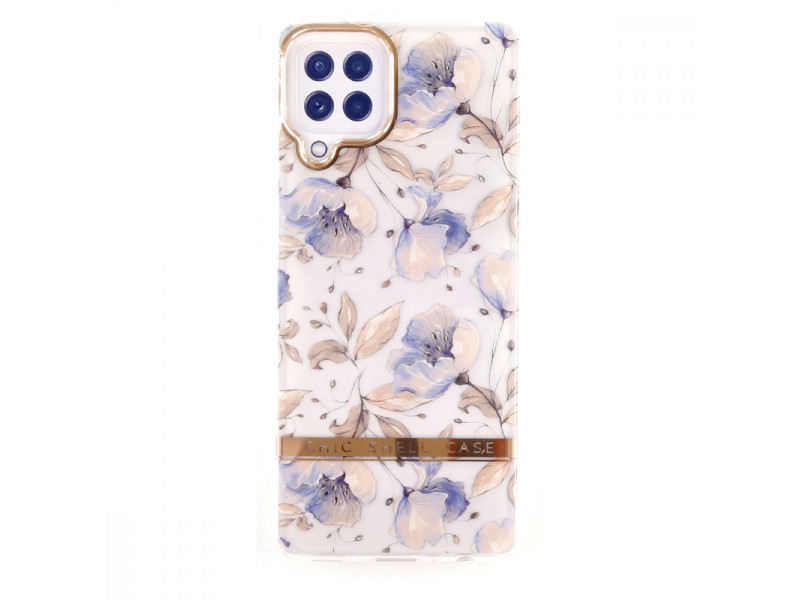 Newface Samsung Galaxy M32 Kılıf Çiçekli Silikon - Lila