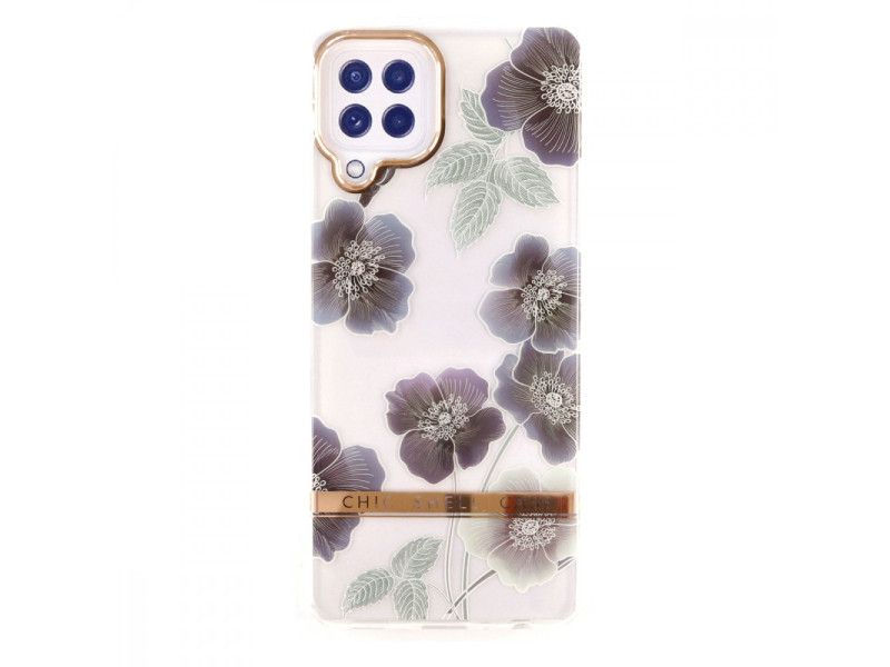Newface Samsung Galaxy M32 Kılıf Çiçekli Silikon - Mor