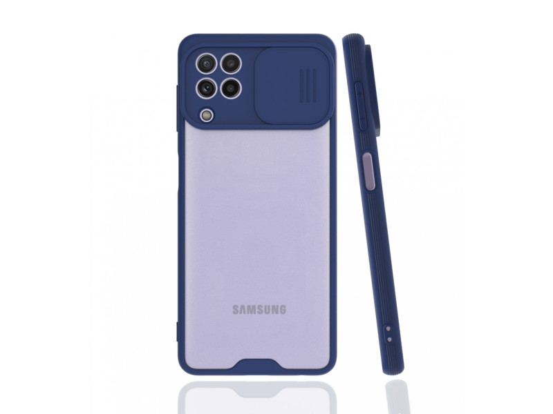 Newface Samsung Galaxy M32 Kılıf Platin Kamera Koruma Silikon - Lacivert