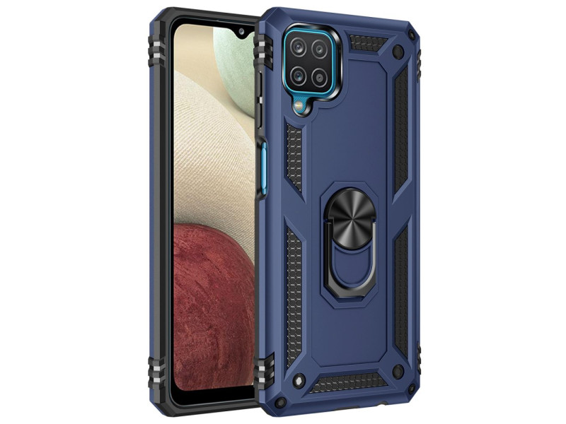 Newface Samsung Galaxy M32 Kılıf Sofya Yüzüklü Silikon Kapak - Lacivert