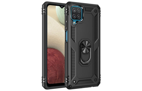 Newface Samsung Galaxy M32 Kılıf Sofya Yüzüklü Silikon Kapak - Siyah