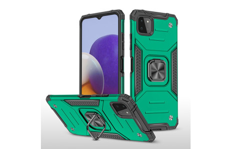 Newface Samsung Galaxy M32 Kılıf Zegna Yüzüklü Silikon Kapak - Koyu Yeşil