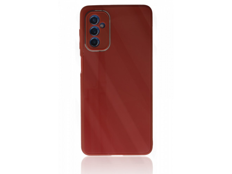 Newface Samsung Galaxy M52 5G Kılıf Glass Kapak - Bordo