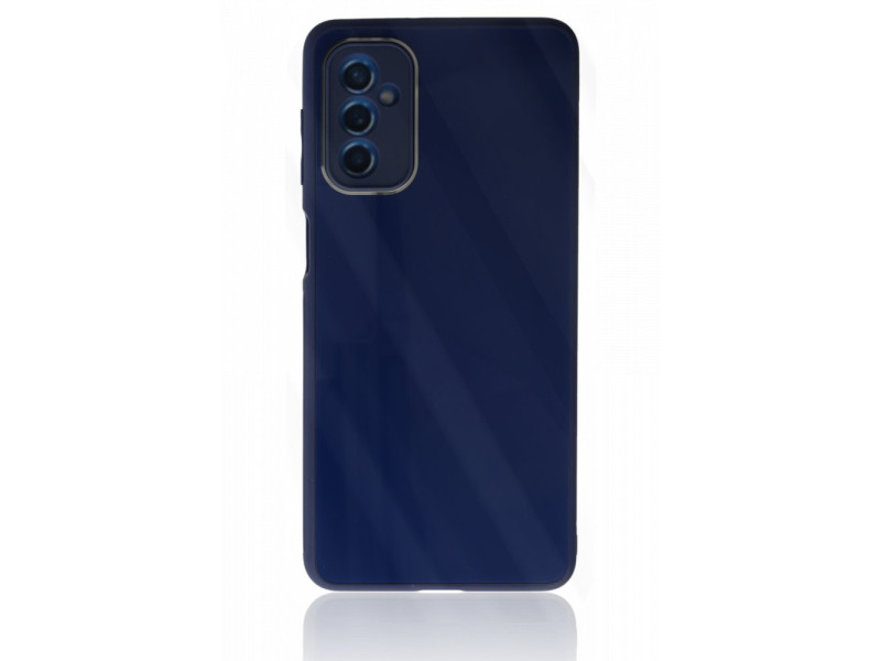 Newface Samsung Galaxy M52 5G Kılıf Glass Kapak - Lacivert