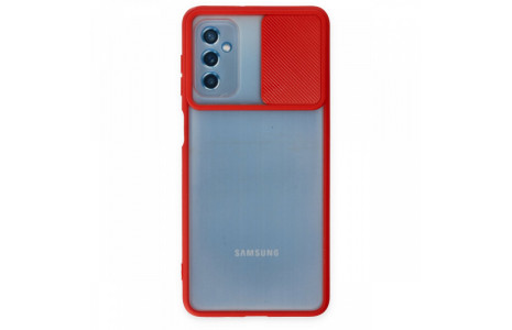 Newface Samsung Galaxy M52 5G Kılıf Palm Buzlu Kamera Sürgülü Silikon - Kırmızı