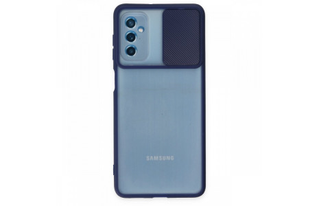 Newface Samsung Galaxy M52 5G Kılıf Palm Buzlu Kamera Sürgülü Silikon - Lacivert