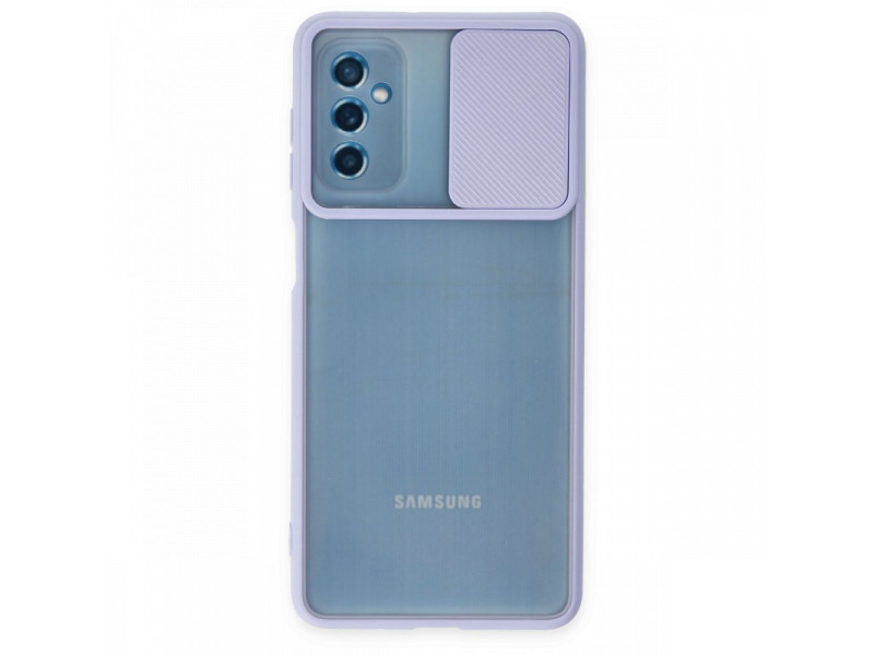 Newface Samsung Galaxy M52 5G Kılıf Palm Buzlu Kamera Sürgülü Silikon - Lila