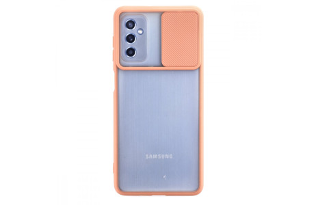 Newface Samsung Galaxy M52 5G Kılıf Palm Buzlu Kamera Sürgülü Silikon - Pembe