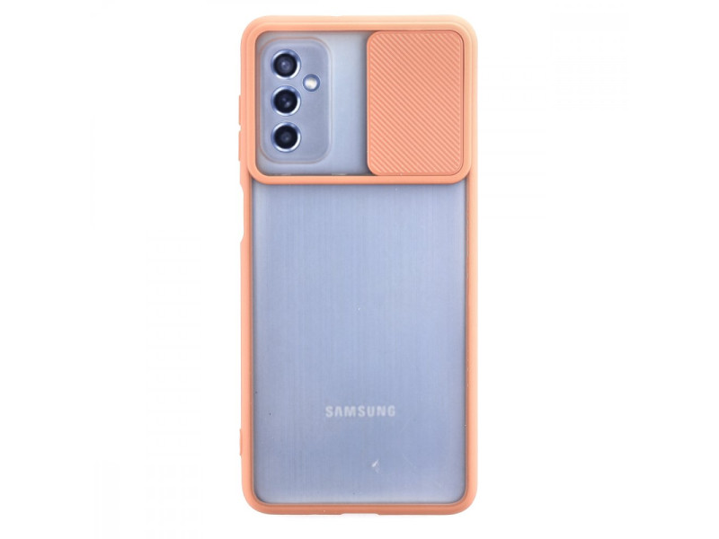 Newface Samsung Galaxy M52 5G Kılıf Palm Buzlu Kamera Sürgülü Silikon - Pembe