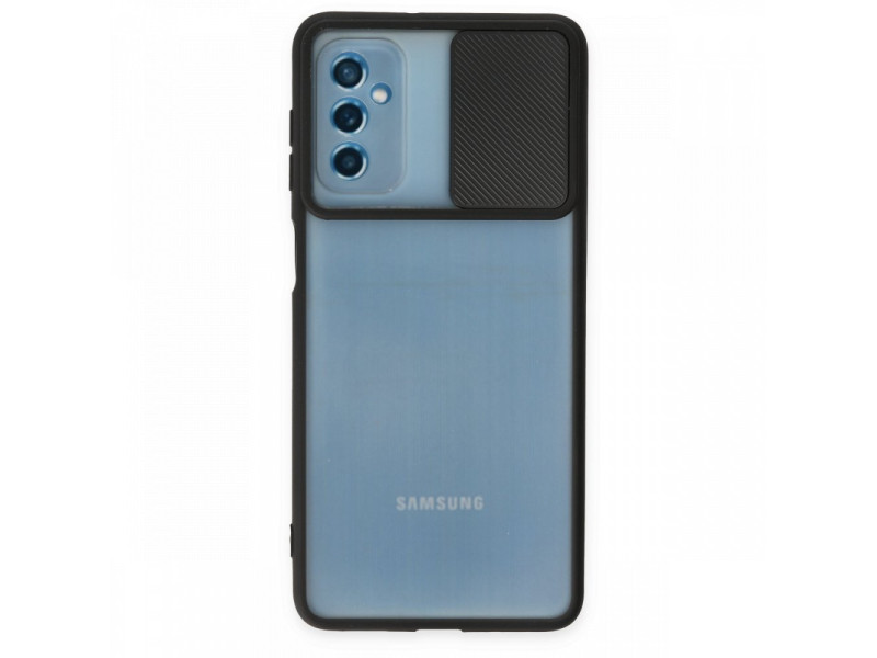 Newface Samsung Galaxy M52 5G Kılıf Palm Buzlu Kamera Sürgülü Silikon - Siyah