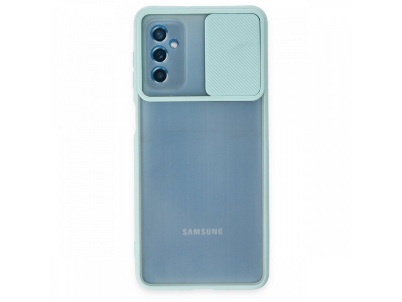 Newface Samsung Galaxy M52 5G Kılıf Palm Buzlu Kamera Sürgülü Silikon - Turkuaz