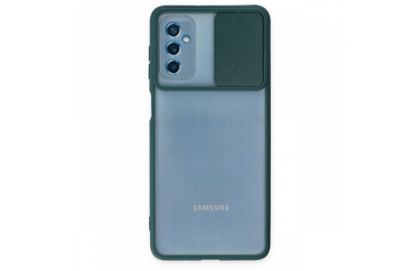 Newface Samsung Galaxy M52 5G Kılıf Palm Buzlu Kamera Sürgülü Silikon - Yeşil