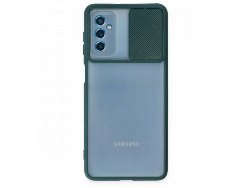 Newface Samsung Galaxy M52 5G Kılıf Palm Buzlu Kamera Sürgülü Silikon - Yeşil
