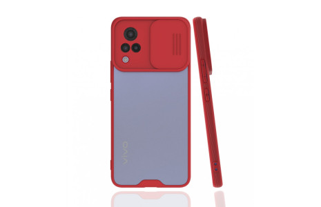 Newface Vivo V21 Kılıf Platin Kamera Koruma Silikon - Kırmızı