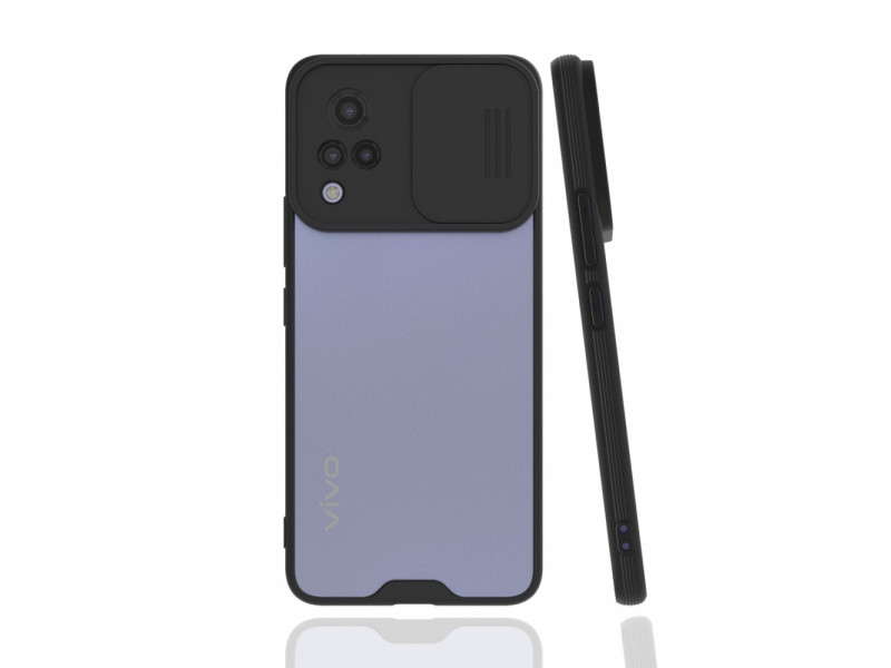 Newface Vivo V21 Kılıf Platin Kamera Koruma Silikon - Siyah