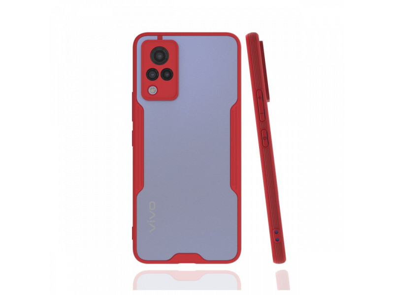 Newface Vivo V21 Kılıf Platin Silikon - Kırmızı