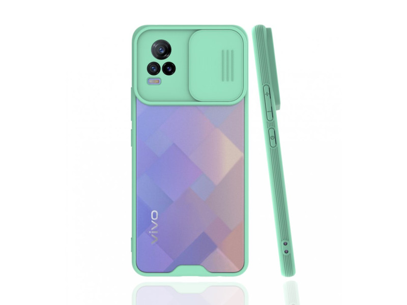 Newface Vivo V21e Kılıf Platin Kamera Koruma Silikon - Açık Yeşil