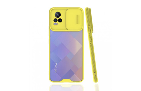 Newface Vivo V21e Kılıf Platin Kamera Koruma Silikon - Sarı