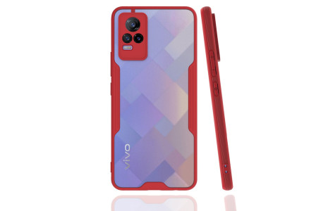 Newface Vivo V21e Kılıf Platin Silikon - Kırmızı