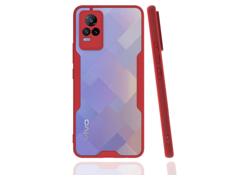 Newface Vivo V21e Kılıf Platin Silikon - Kırmızı