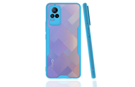 Newface Vivo V21e Kılıf Platin Silikon - Mavi