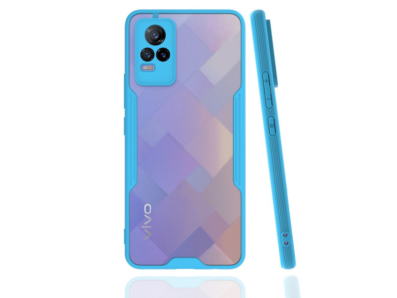 Newface Vivo V21e Kılıf Platin Silikon - Mavi
