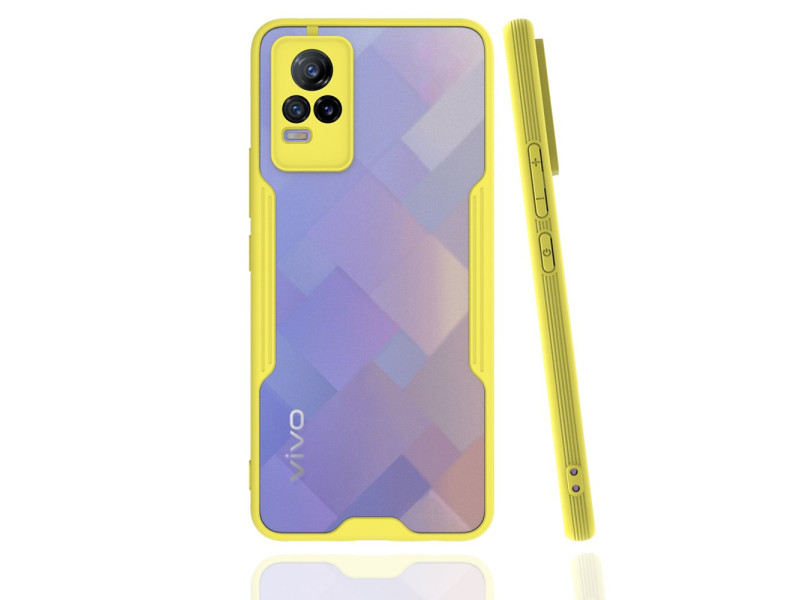 Newface Vivo V21e Kılıf Platin Silikon - Sarı