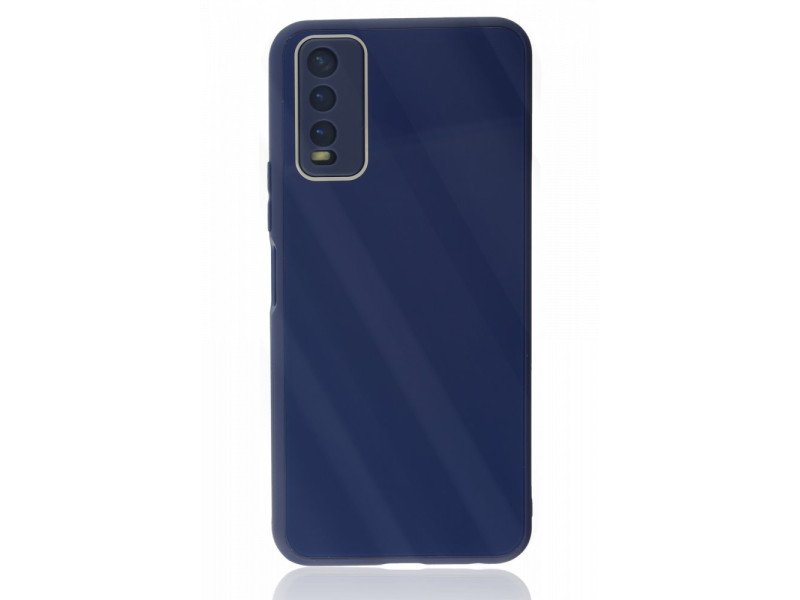Newface Vivo Y11S Kılıf Glass Kapak - Lacivert