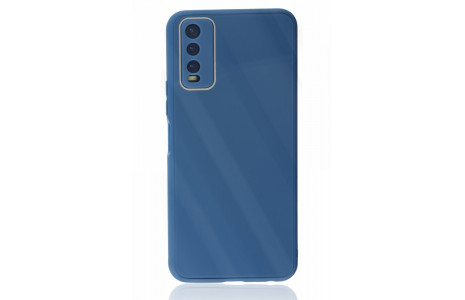 Newface Vivo Y20 Kılıf Glass Kapak - Mavi