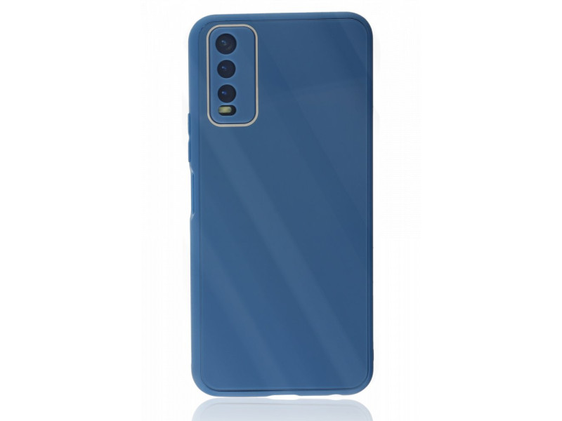 Newface Vivo Y20 Kılıf Glass Kapak - Mavi
