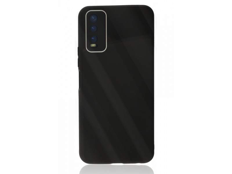Newface Vivo Y20 Kılıf Glass Kapak - Siyah