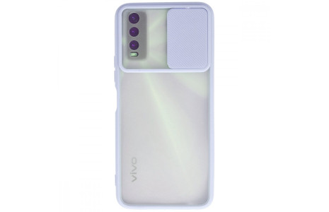 Newface Vivo Y20 Kılıf Palm Buzlu Kamera Sürgülü Silikon - Lila