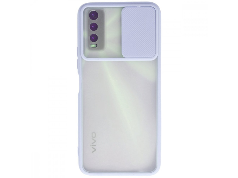 Newface Vivo Y20 Kılıf Palm Buzlu Kamera Sürgülü Silikon - Lila